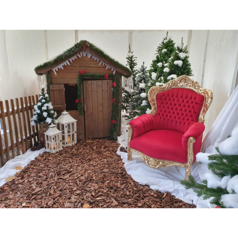Fauteuil Baroque Rouge et Or - Père Noël -