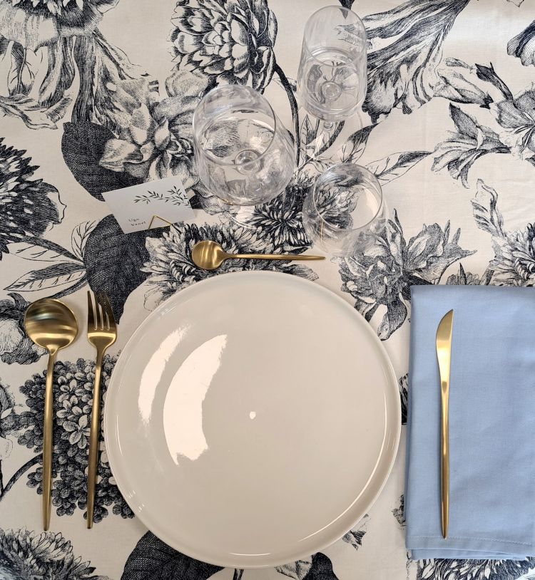 Serviette de table bleu Pavot