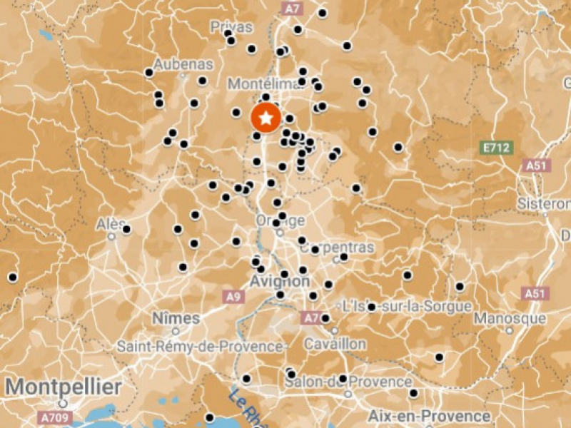 Carte non exhaustive des lieux de réceptions desservis par JANI